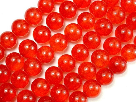 Dyed Jade-Orange Red, 10mm Round Beads-RainbowBeads