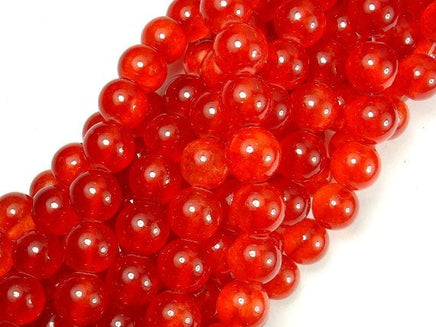 Dyed Jade-Orange Red, 10mm Round Beads-RainbowBeads