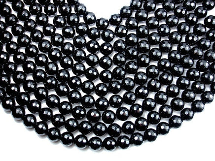 Black Onyx Beads, 12mm Faceted Round, 14.5 Inch-RainbowBeads