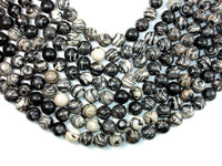Black Line Jasper, Silk Stone, Spider Web Jasper, 12mm Round Beads-RainbowBeads