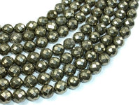 Pyrite Beads, Faceted Round, 10mm-RainbowBeads