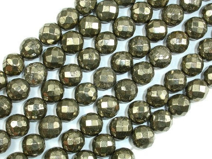 Pyrite Beads, Faceted Round, 10mm-RainbowBeads