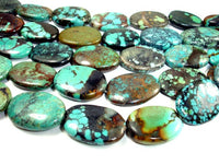 Genuine Turquoise, Oval Beads, 8 Inch Strand-RainbowBeads