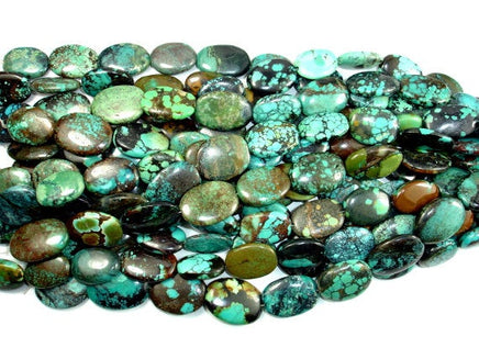 Genuine Turquoise, Oval Beads, 8 Inch Strand-RainbowBeads