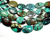 Genuine Turquoise, Oval Beads, 8 Inch Strand-RainbowBeads