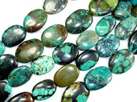 Genuine Turquoise, Oval Beads, 8 Inch Strand-RainbowBeads