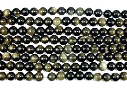 Golden Obsidian, 14mm Round beads-RainbowBeads