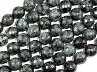 Black Labradorite, Larvikite, 12mm Faceted Round-RainbowBeads