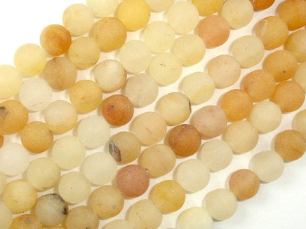 Matte Yellow Jade, 8mm Round Beads-RainbowBeads