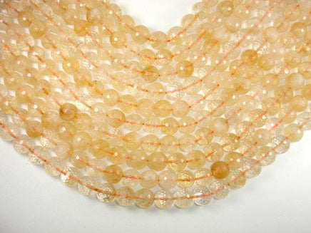 Genuine Citrine Beads, 12mm Faceted Round Beads-RainbowBeads