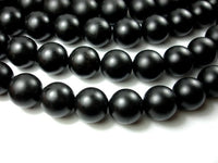 Matte Black Stone, 20mm Round Beads-RainbowBeads