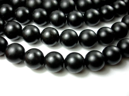 Matte Black Stone, 20mm Round Beads-RainbowBeads