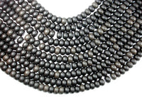 Matte Black Stone, Rondelle Beads-RainbowBeads