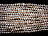 Fresh Water Pearl Beads, Peach, Potato 6.5-8mm-RainbowBeads