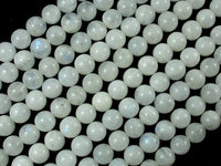 White Moonstone Beads, 6.5mm(6.8mm) Round Beads-RainbowBeads