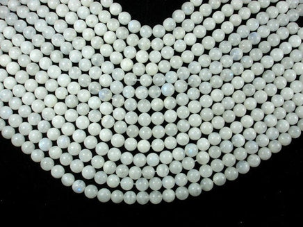 White Moonstone Beads, 6.5mm(6.8mm) Round Beads-RainbowBeads
