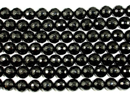 Black Onyx Beads, 14mm (13.8 mm) Faceted Round-RainbowBeads