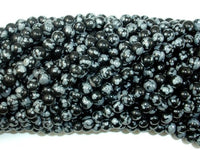 Snowflake Obsidian Beads, 4mm (4.6 mm) Round Beads-RainbowBeads