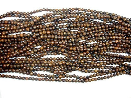 Bronzite Beads, Round, 4mm-RainbowBeads