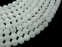 Matte White Jade Beads, 8mm Round Beads-RainbowBeads