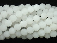 Matte White Jade Beads, 8mm Round Beads-RainbowBeads