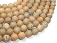 Druzy Agate Beads, Light Champagne Geode Beads, 10mm Round Beads-RainbowBeads