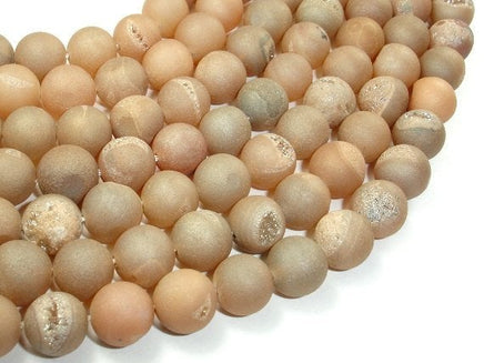 Druzy Agate Beads, Light Champagne Geode Beads, 10mm Round Beads-RainbowBeads
