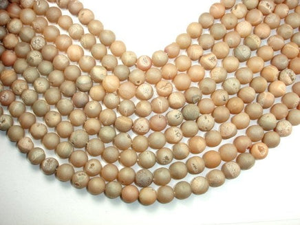 Druzy Agate Beads, Light Champagne Geode Beads, 10mm Round Beads-RainbowBeads