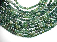 Moss Agate Beads, 8mm, Green, Round Beads-RainbowBeads