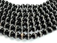 Black Onyx with Rhinestone, 8mm Round Beads-RainbowBeads