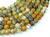 Dendritic Opal Beads, Yellow Moss Opal Beads, 10mm Round Beads-RainbowBeads