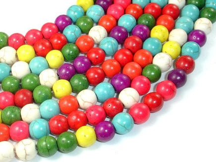 Howlite Beads, Multicolored, Round, 8mm-RainbowBeads