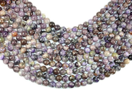 Genuine Charoite, 8mm Round Beads-RainbowBeads