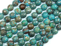 Blue Calsilica Jasper Beads, 10mm Faceted Round Beads-RainbowBeads