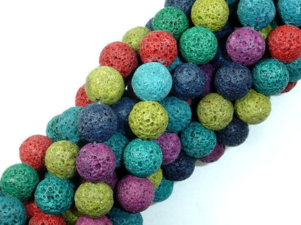 Lava Beads, Multicolored, 10mm Round Beads-RainbowBeads