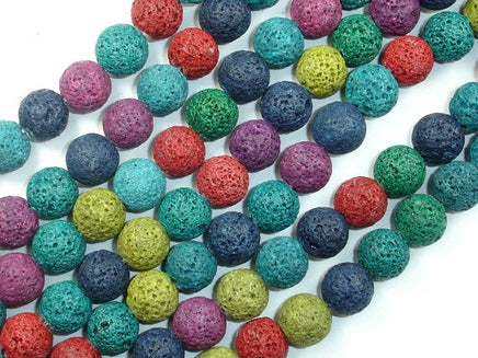 Lava Beads, Multicolored, 10mm Round Beads-RainbowBeads