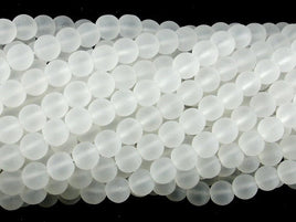 Matte Clear Quartz Beads, 6mm, Round Beads-RainbowBeads