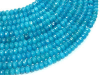 Blue Jade Beads, Approx 4mm x 6mm Faceted Rondelle-RainbowBeads
