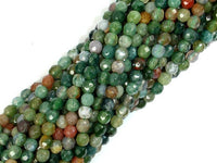 Indian Agate Beads, Fancy Jasper Beads, 4mm Faceted Round Beads-RainbowBeads