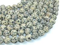 Matte Dalmation Jasper Beads, 12mm Round Beads-RainbowBeads