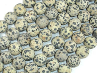 Matte Dalmation Jasper Beads, 12mm Round Beads-RainbowBeads