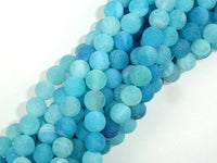 Frosted Matte Agate - Sea Blue, 8mm Round Beads-RainbowBeads
