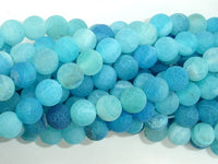 Frosted Matte Agate - Sea Blue, 8mm Round Beads-RainbowBeads