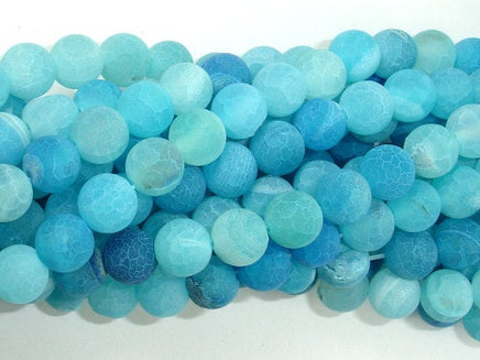Frosted Matte Agate - Sea Blue, 8mm Round Beads-RainbowBeads