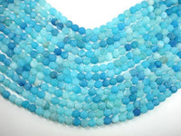 Frosted Matte Agate - Sea Blue, 8mm Round Beads-RainbowBeads