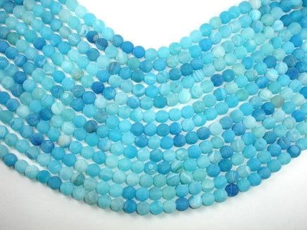 Frosted Matte Agate - Sea Blue, 8mm Round Beads-RainbowBeads