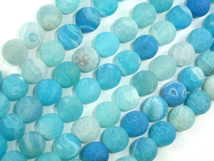 Frosted Matte Agate - Sea Blue, 10mm Round Beads-RainbowBeads