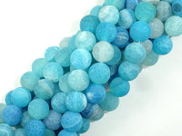 Frosted Matte Agate - Sea Blue, 10mm Round Beads-RainbowBeads