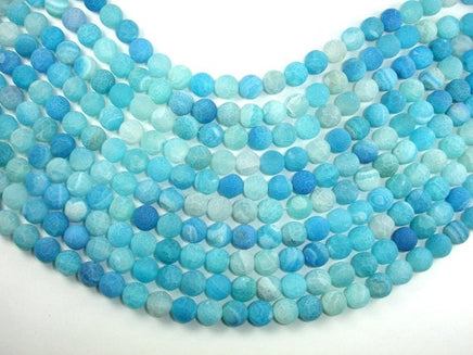 Frosted Matte Agate - Sea Blue, 10mm Round Beads-RainbowBeads