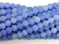 Frosted Matte Agate - Blue, 6mm Round Beads-RainbowBeads